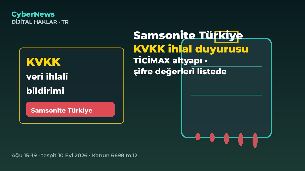 KVKK duyurdu: Samsonite Türkiye veri ihlali (TİCİMAX altyapı)